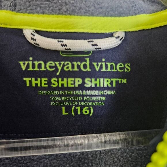 Vineyard Vines Kids' Fleece Half Zip Shep Shirt Hoodie In Faded Indigo Heather L - Picture 2 of 5